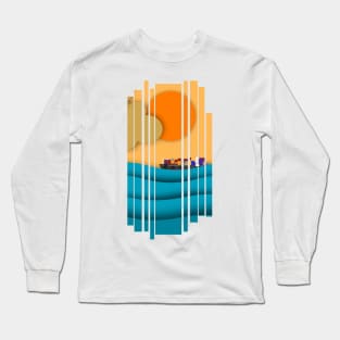 Cargo ship on sea illustration Long Sleeve T-Shirt